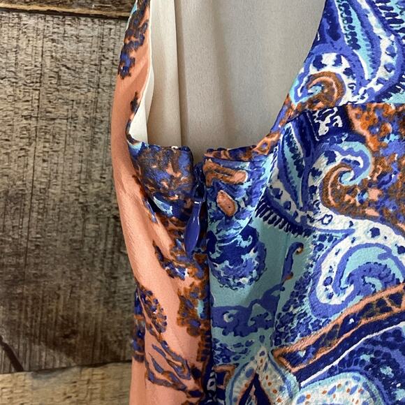 Maeve Medallion Silk Sleeveless V-Neck Maxi Dress Cutout Back Size 8 - Picture 6 of 13